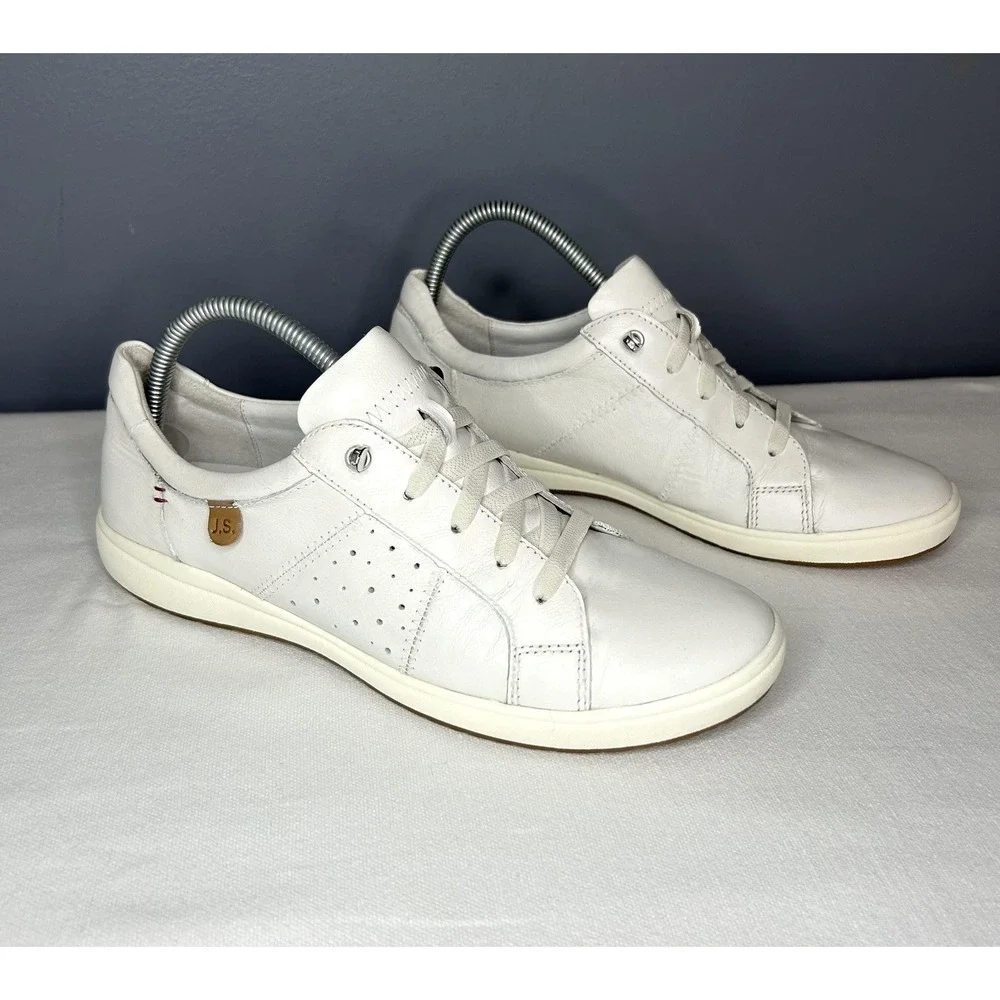 Josef Seibel 67701 Caren Shoes Women 10 41 White Leather Lace Up Comfort Sneaker